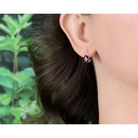 10k Yellow Gold Natural Garnet Earrings Dangle Drop - Picture 2 of 8